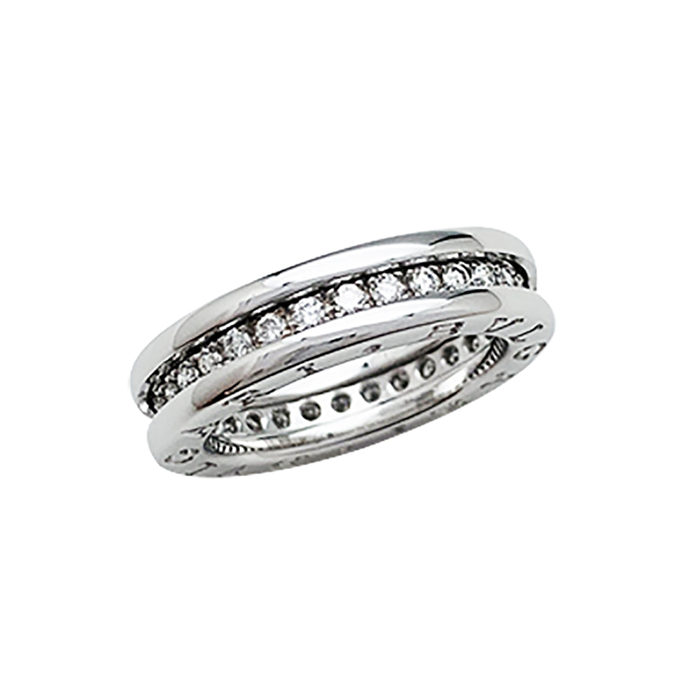 Bague Bulgari, "B.Zero1", or blanc et diamants.