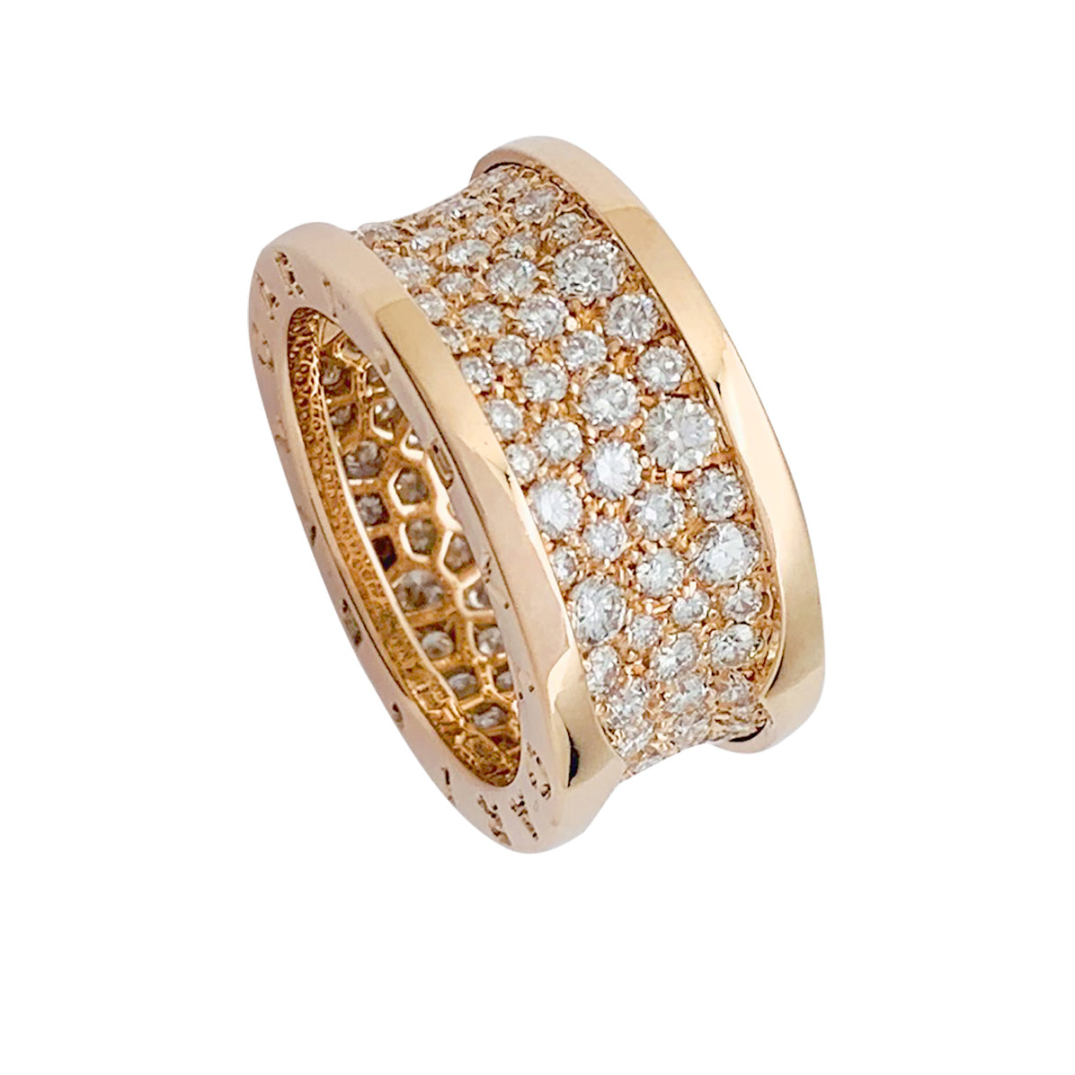 Bague Bulgari "B.Zero1" en or rose et diamants.
