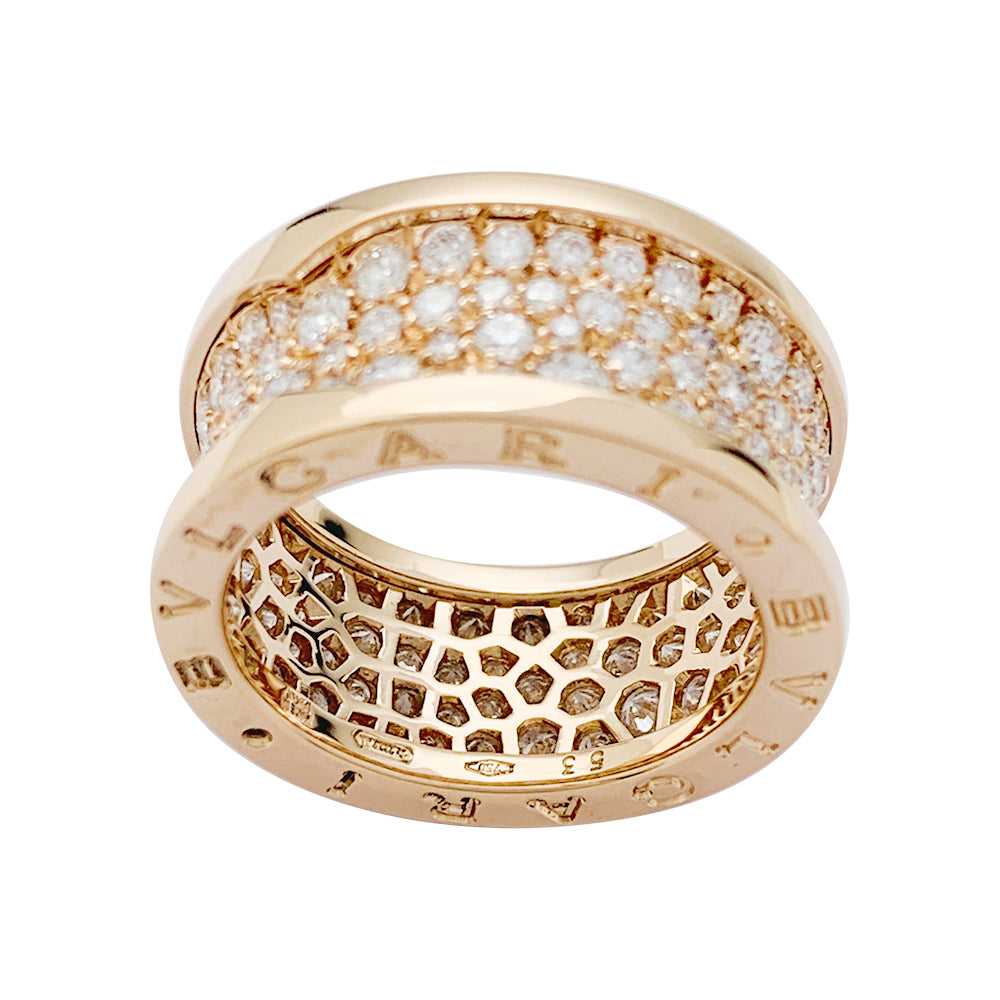 Bague Bulgari "B.Zero1" en or rose et diamants.