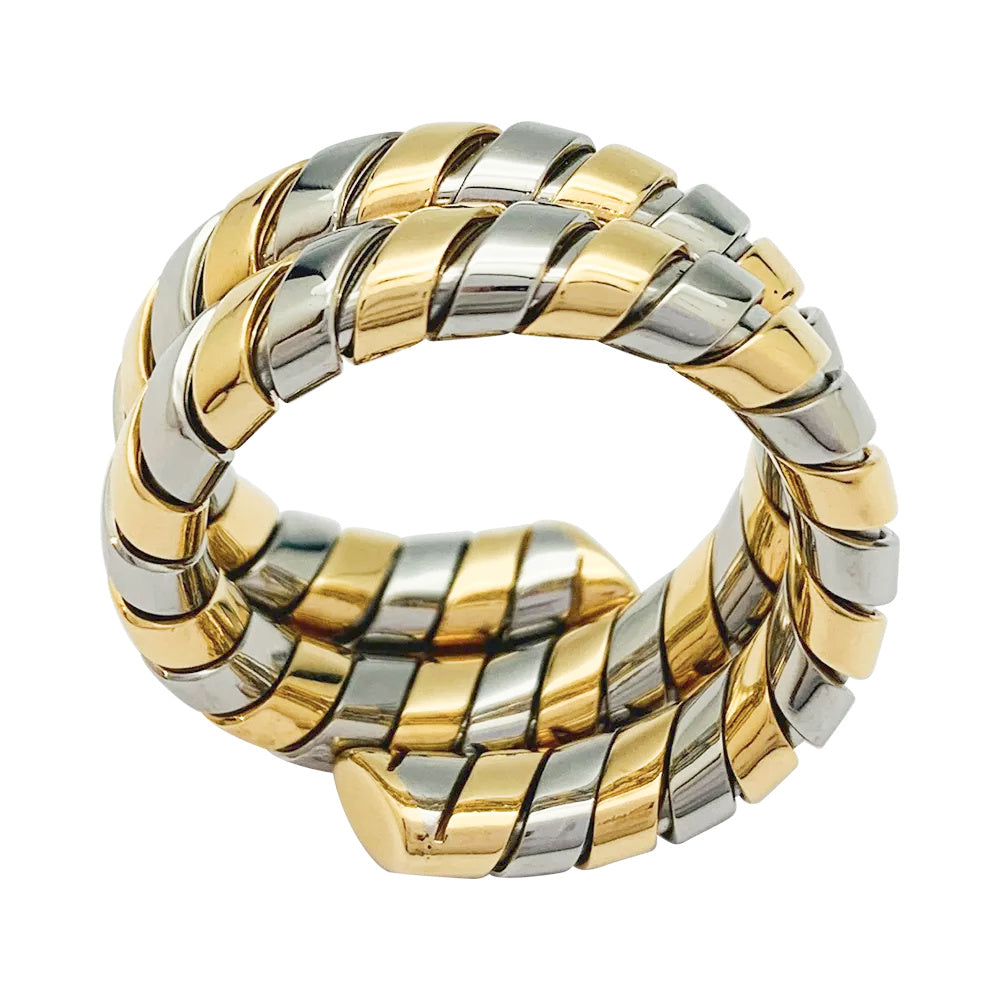 Bague Bulgari, "Tubogas", deux tons ors.
