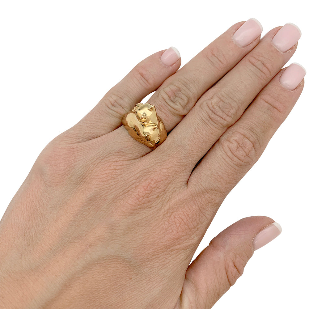Cartier ring, "Kozra", in yellow gold, emerald, onyx.