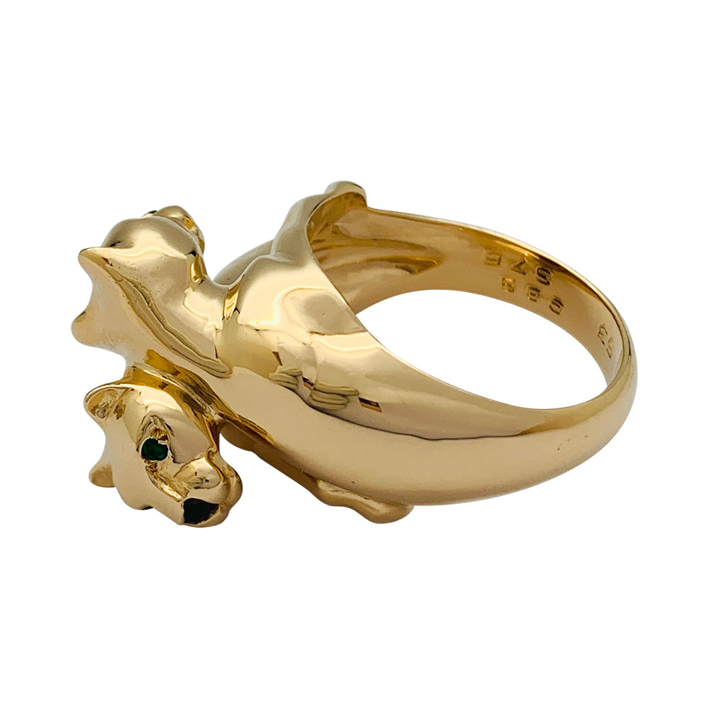 Cartier ring, "Kozra", in yellow gold, emerald, onyx.