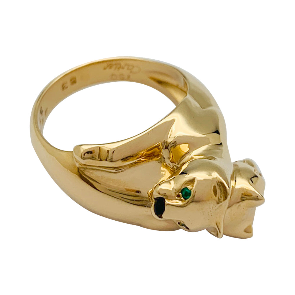 Cartier ring, "Kozra", in yellow gold, emerald, onyx.