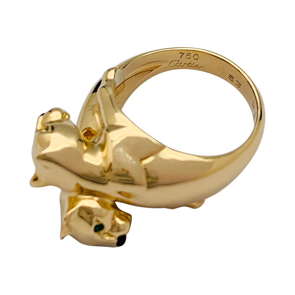 Cartier ring, "Kozra", in yellow gold, emerald, onyx.