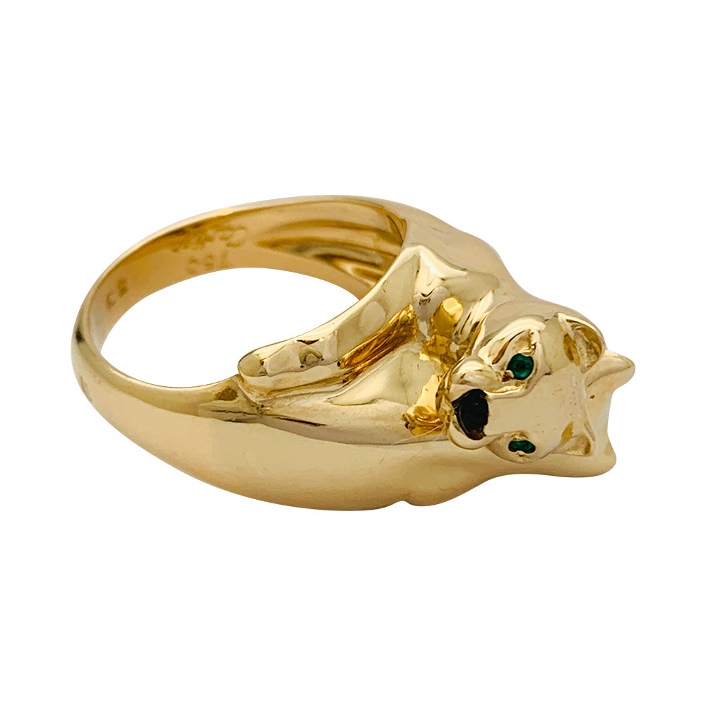 Cartier ring, "Kozra", in yellow gold, emerald, onyx.