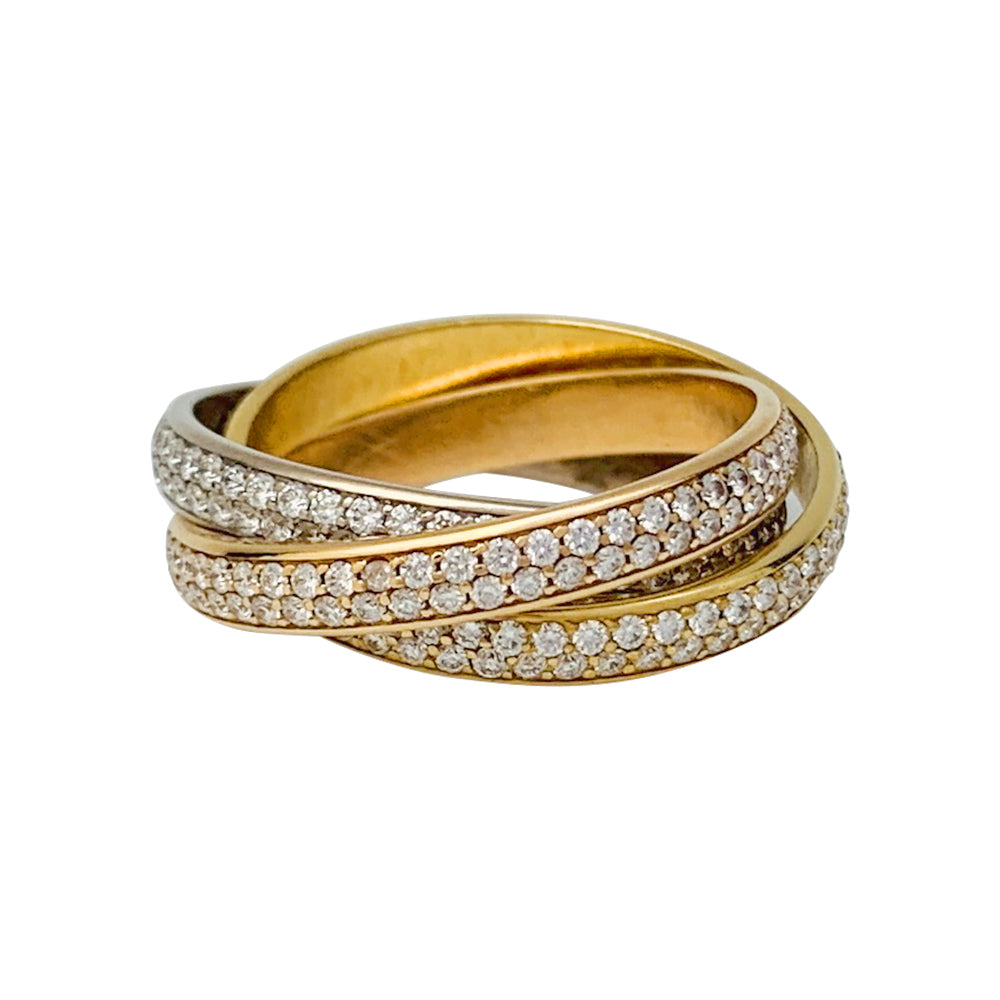 Bague Cartier "Trinity" 3 ors, diamants.