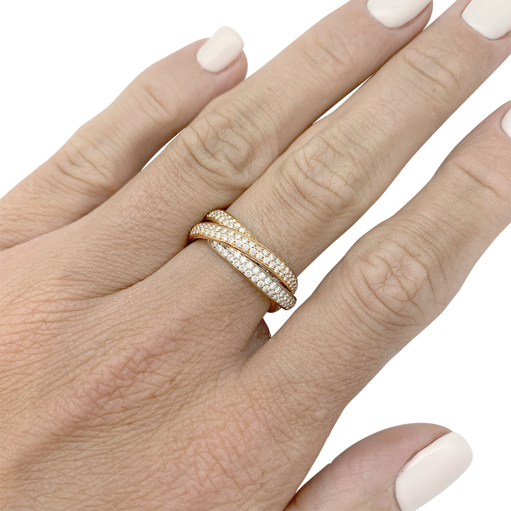 Bague Cartier "Trinity" 3 ors, diamants.