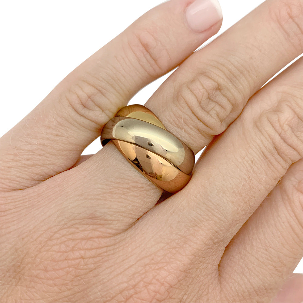 Bague Cartier "Trinity" 3 ors, grand modèle.