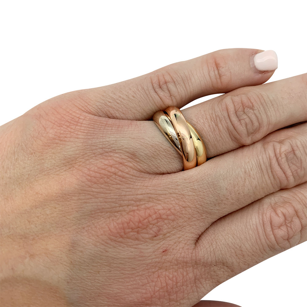 Cartier ring, Trinity", three golds.