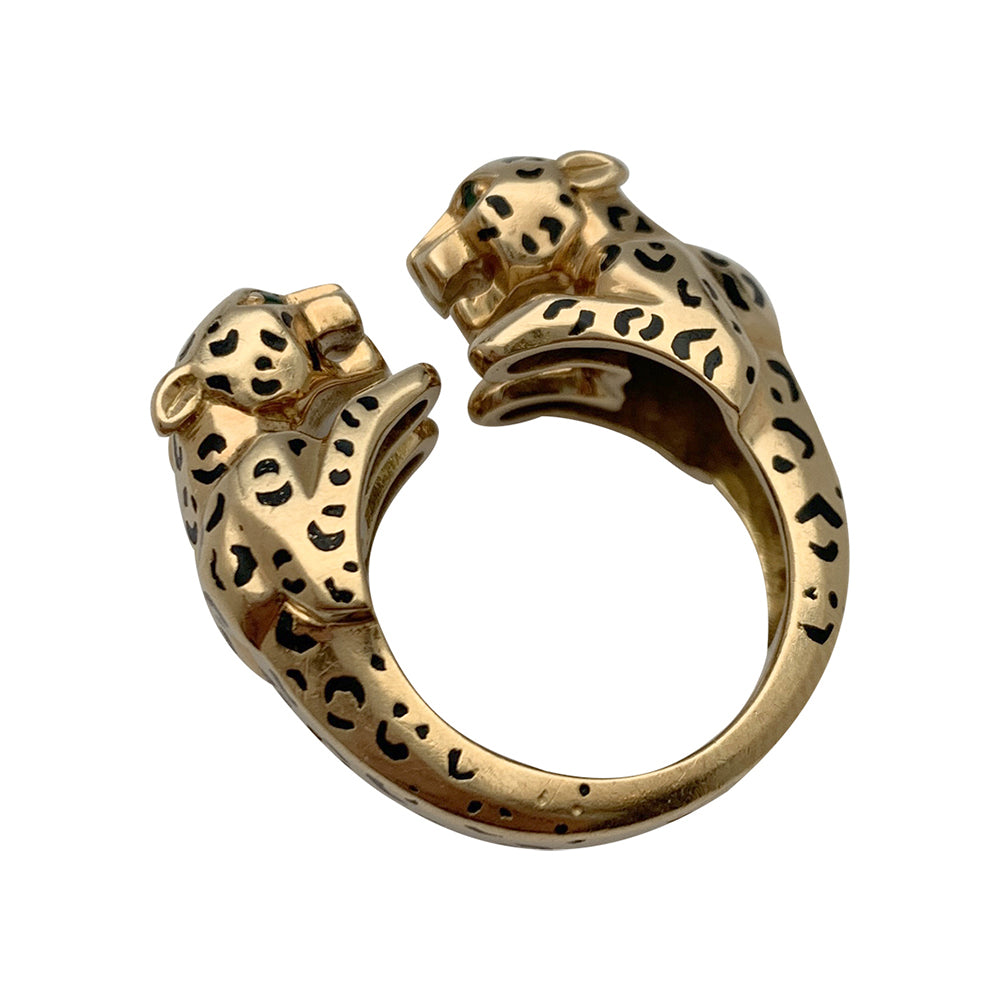 Cartier ring, "Naïra", yellow gold, enamel, emeralds.