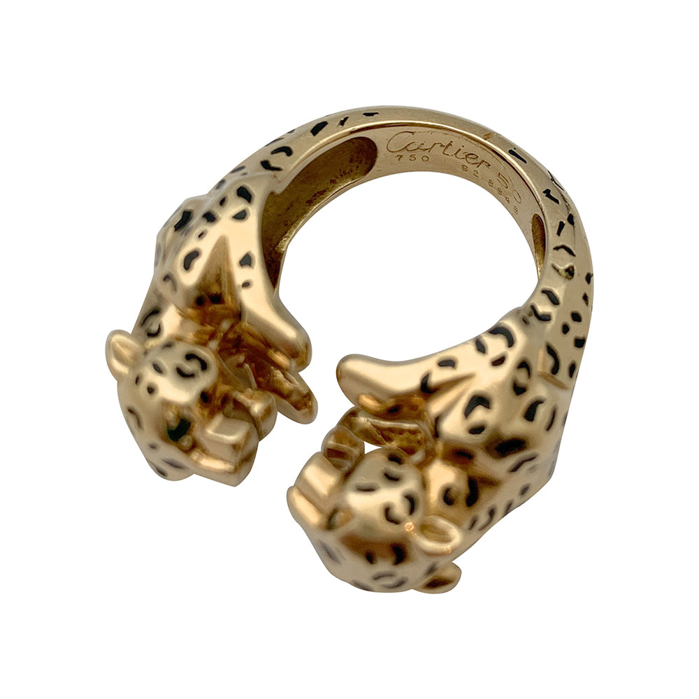 Cartier ring, "Naïra", yellow gold, enamel, emeralds.