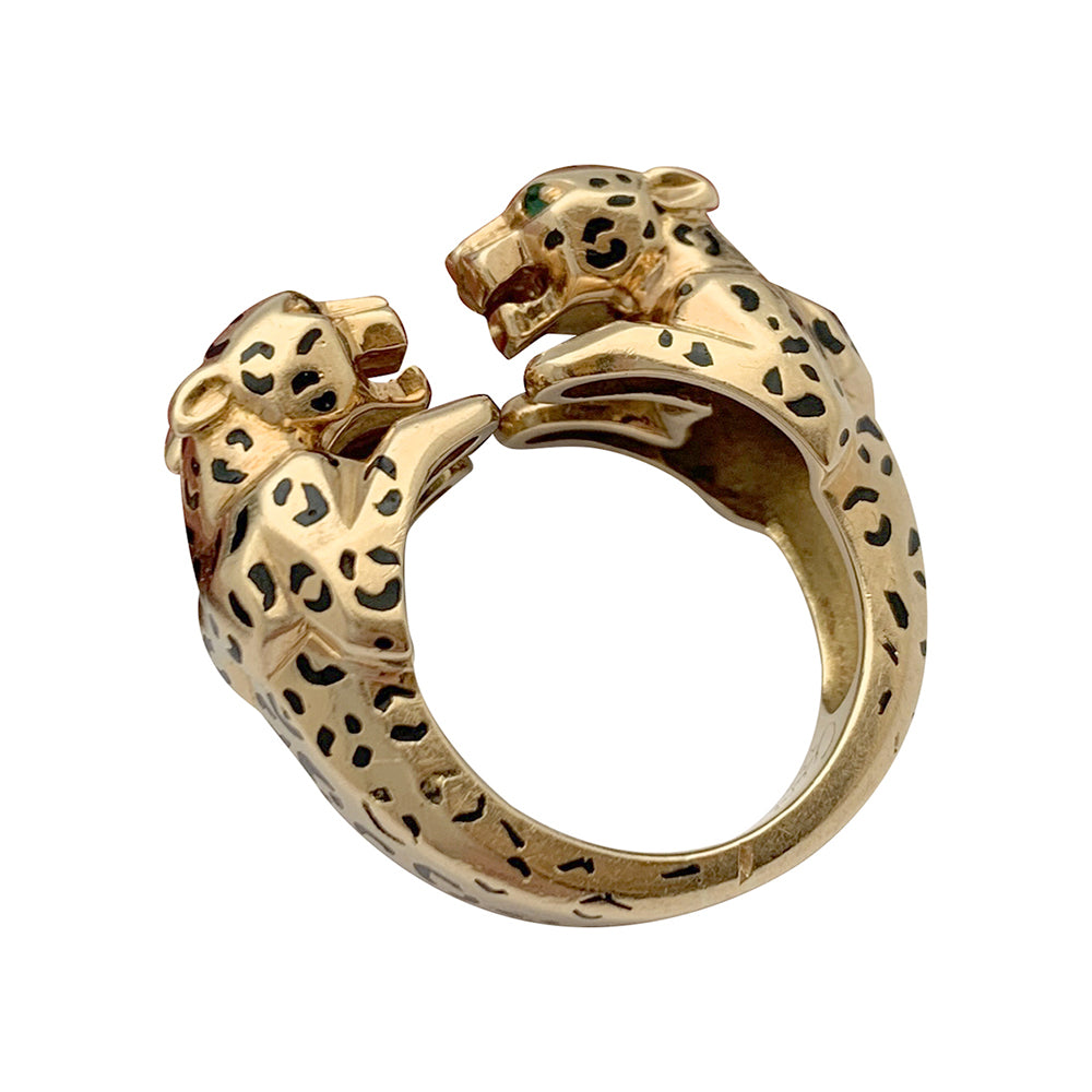 Cartier ring, "Naïra", yellow gold, enamel, emeralds.