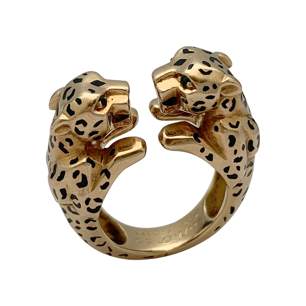 Cartier ring, "Naïra", yellow gold, enamel, emeralds.
