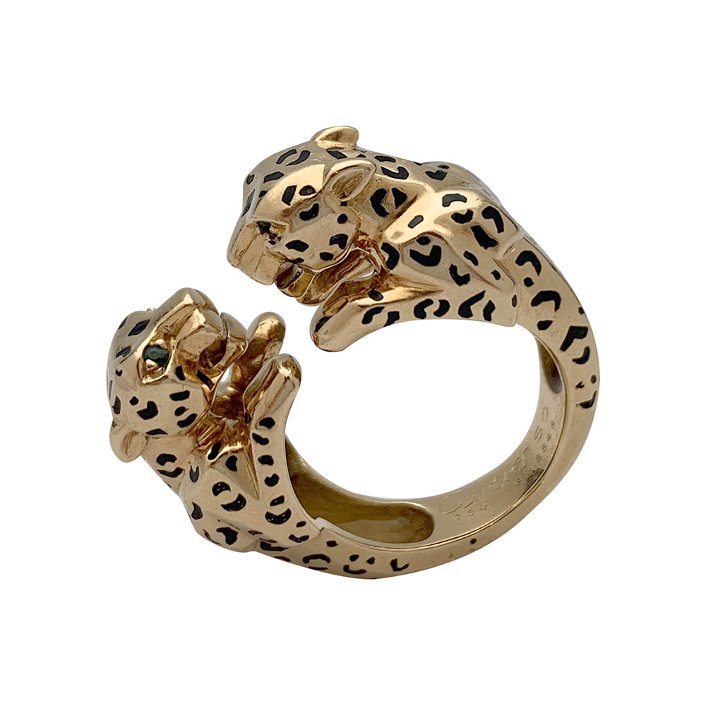 Cartier ring, "Naïra", yellow gold, enamel, emeralds.