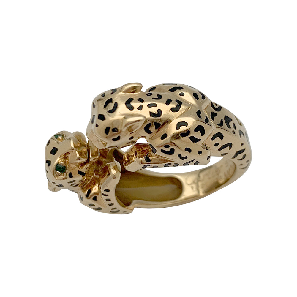 Cartier ring, "Naïra", yellow gold, enamel, emeralds.