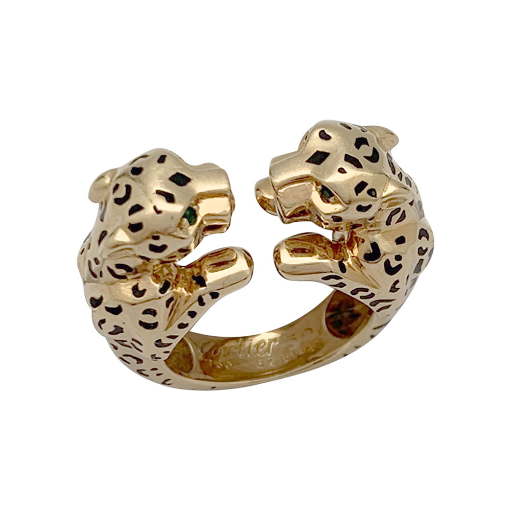 Cartier ring, "Naïra", yellow gold, enamel, emeralds.