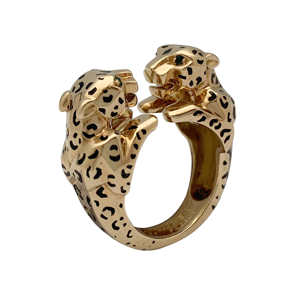 Cartier ring, "Naïra", yellow gold, enamel, emeralds.
