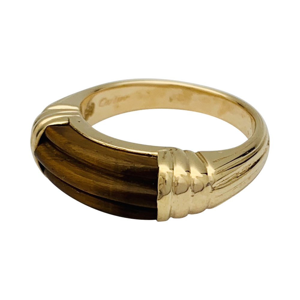 Bague Cartier vintage en or jaune, oeil de tigre