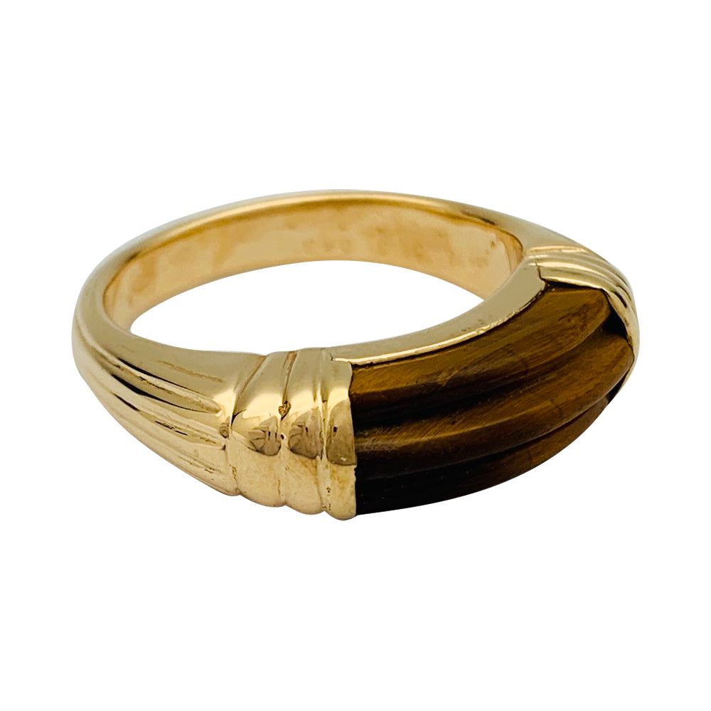 Bague Cartier vintage en or jaune, oeil de tigre