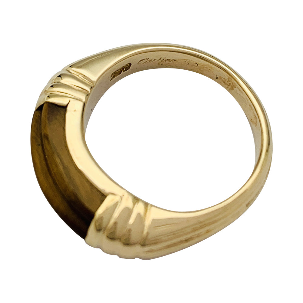 Bague Cartier vintage en or jaune, oeil de tigre