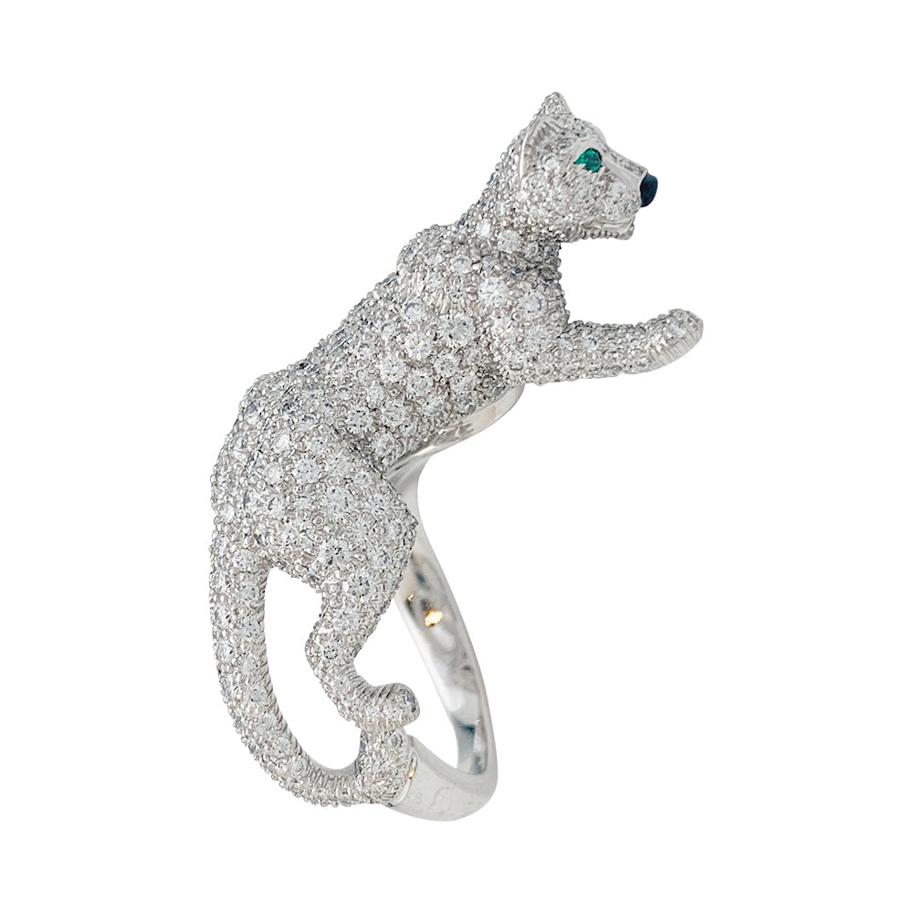 Bague Haute Joaillerie Cartier, "Panthère de Cartier", or blanc, diamants.