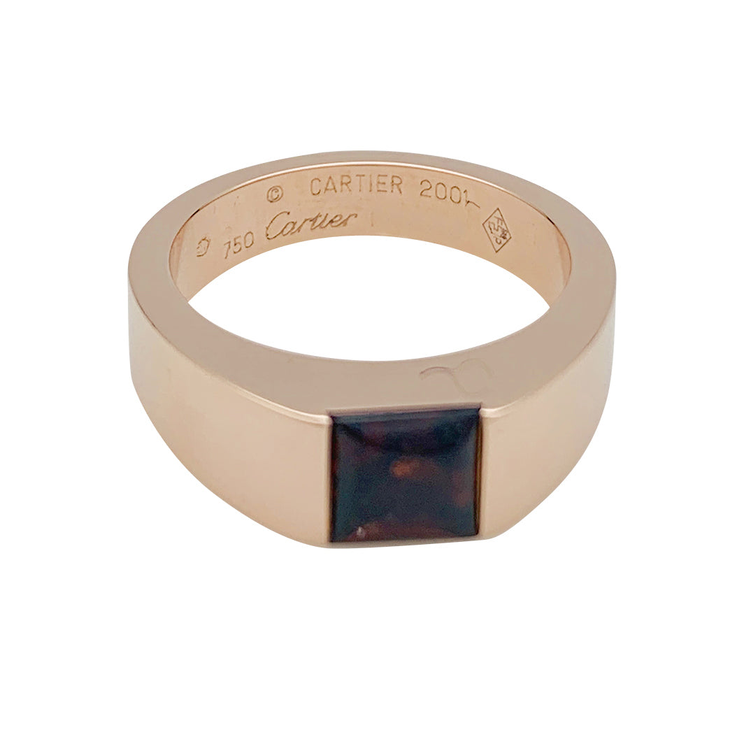 Cartier ring, "Tank", pink gold, garnet.
