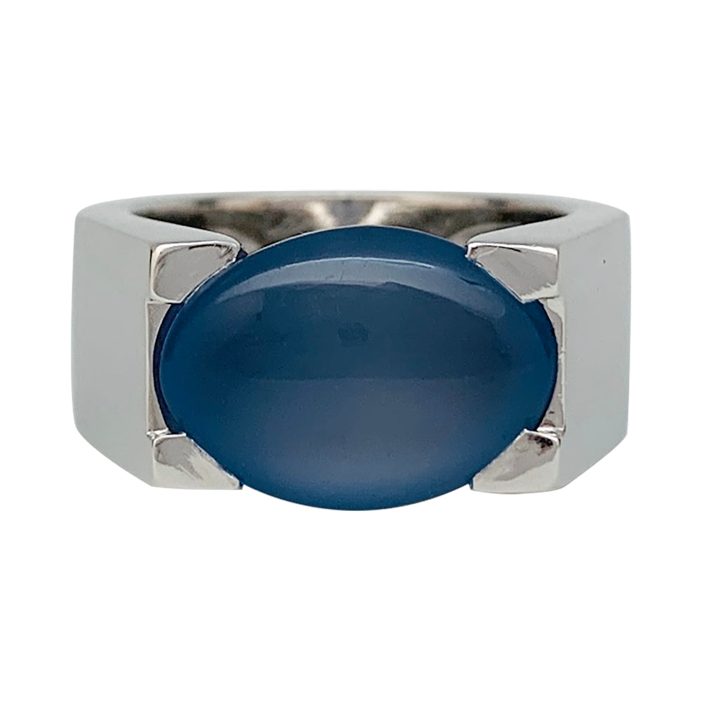 Cartier ring, "Tankissime", white gold, blue chalcedony.