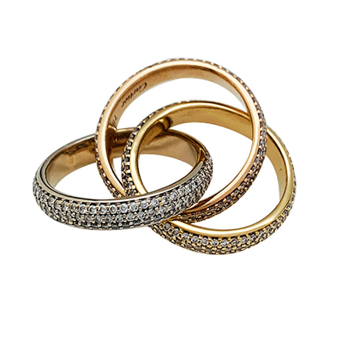 Bague Cartier "Trinity" 3 ors, diamants.