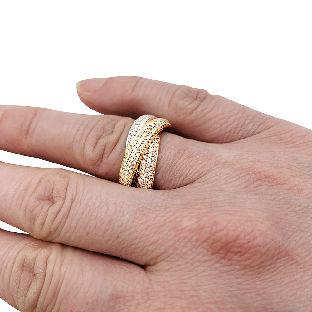 Bague Cartier "Trinity" 3 ors, diamants.