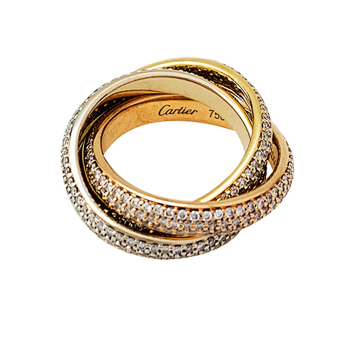 Bague Cartier "Trinity" 3 ors, diamants.