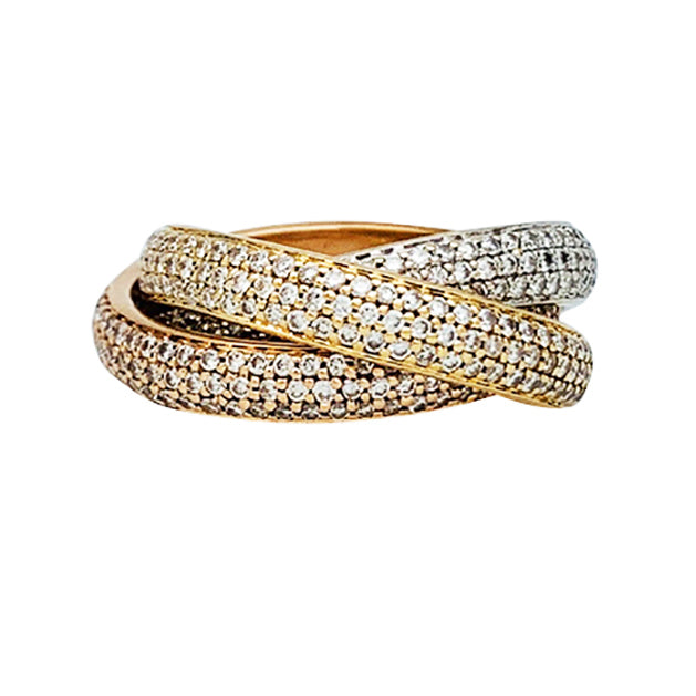 Bague Cartier "Trinity" 3 ors, diamants.