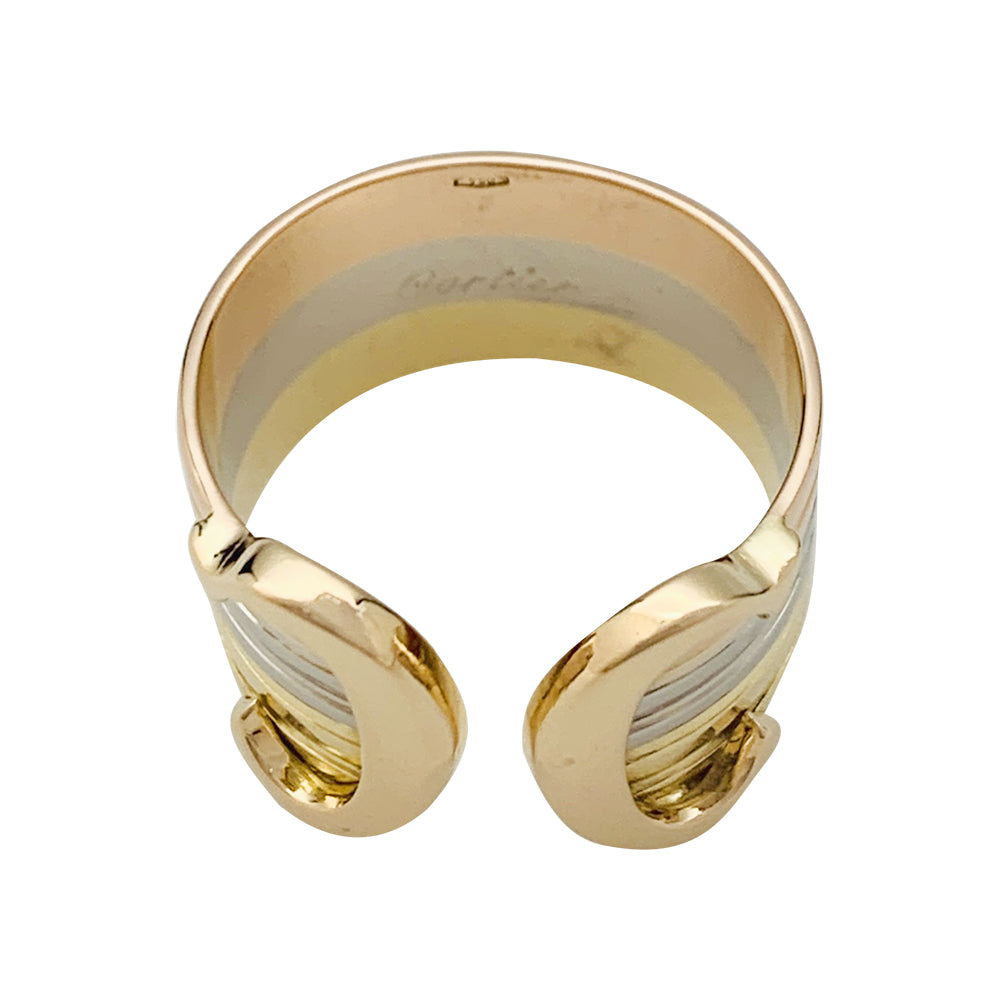 Bague Cartier vintage, "Double C", trois ors.