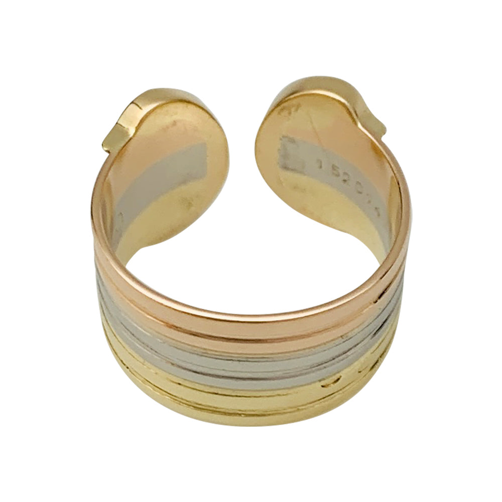 Bague Cartier vintage, "Double C", trois ors.