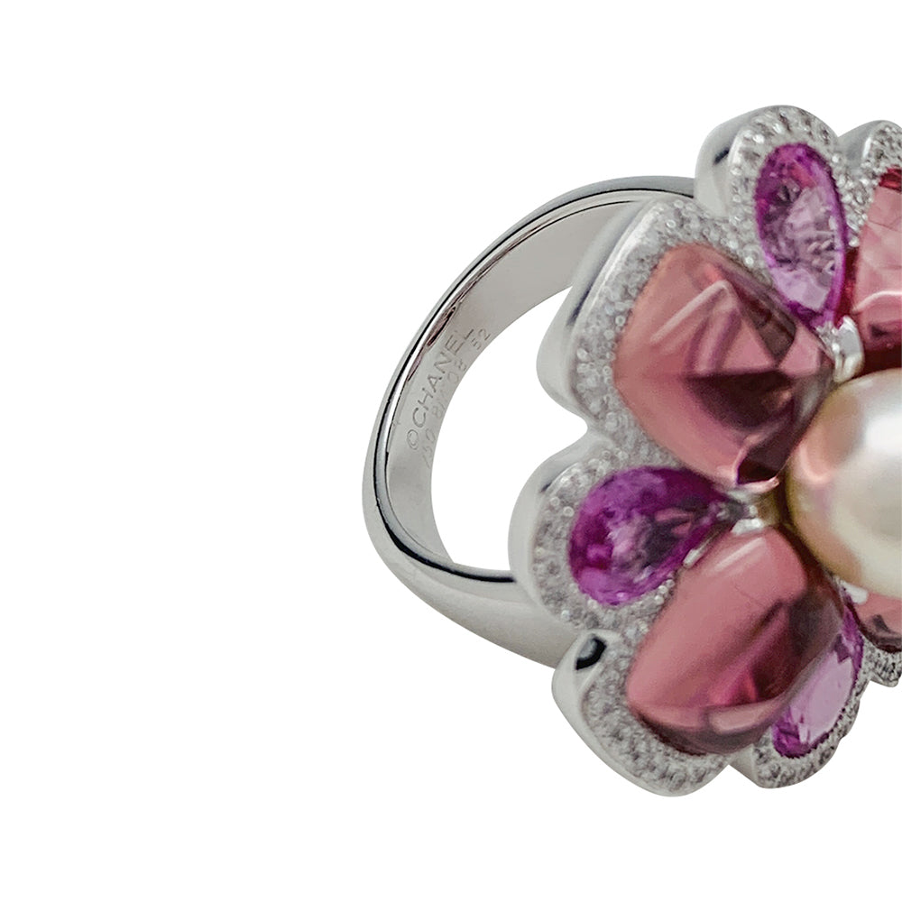 Chanel ring, "San Marco", white gold, pearl, pink sapphires, pink tourmalines, diamonds.
