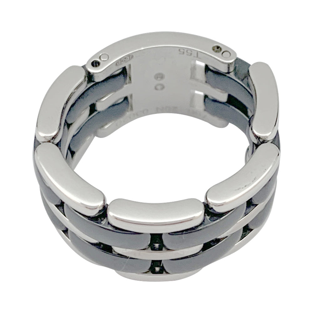 Chanel "Ultra" large model ring in white gold and black ceramic.