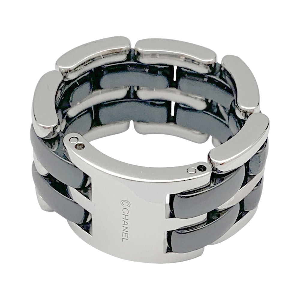 Chanel "Ultra" large model ring in white gold and black ceramic.