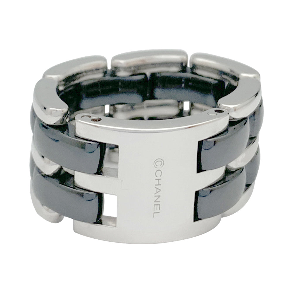 Chanel "Ultra" large model ring in white gold and black ceramic.