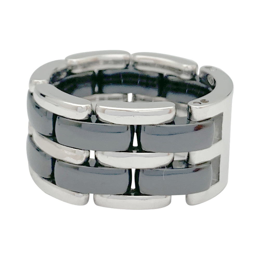 Chanel "Ultra" large model ring in white gold and black ceramic.
