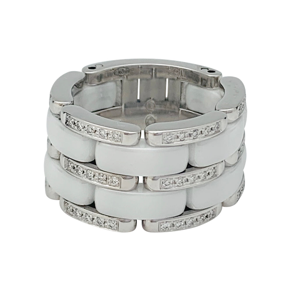 Chanel ring, "Ultra", white gold, white ceramic and diamonds.