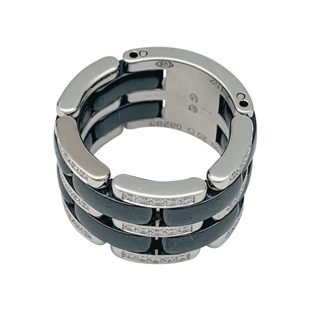 Chanel ring, "Ultra" model, in white gold, black ceramic and diamonds.