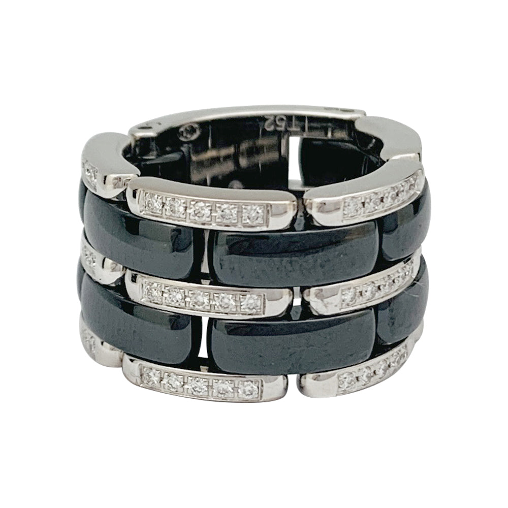 Chanel ring, "Ultra" model, in white gold, black ceramic and diamonds.