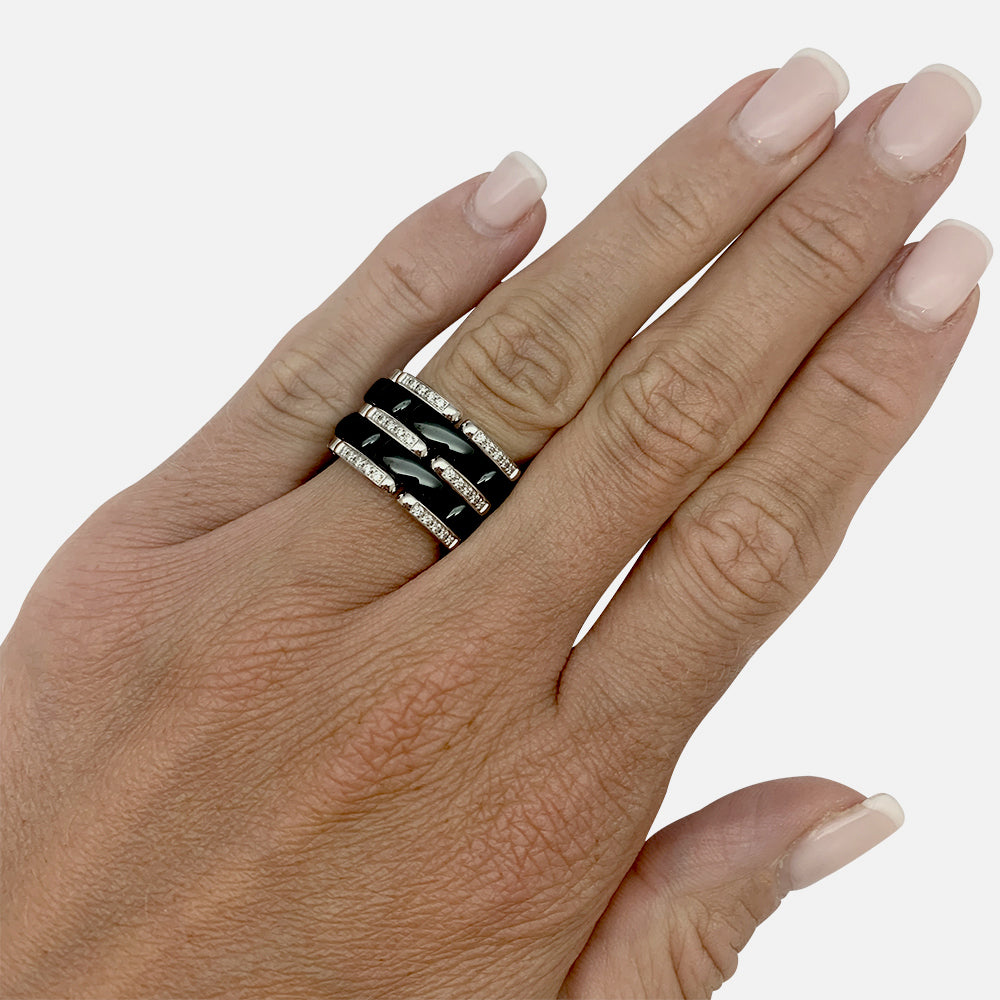 Chanel ring, "Ultra" model, in white gold, black ceramic and diamonds.