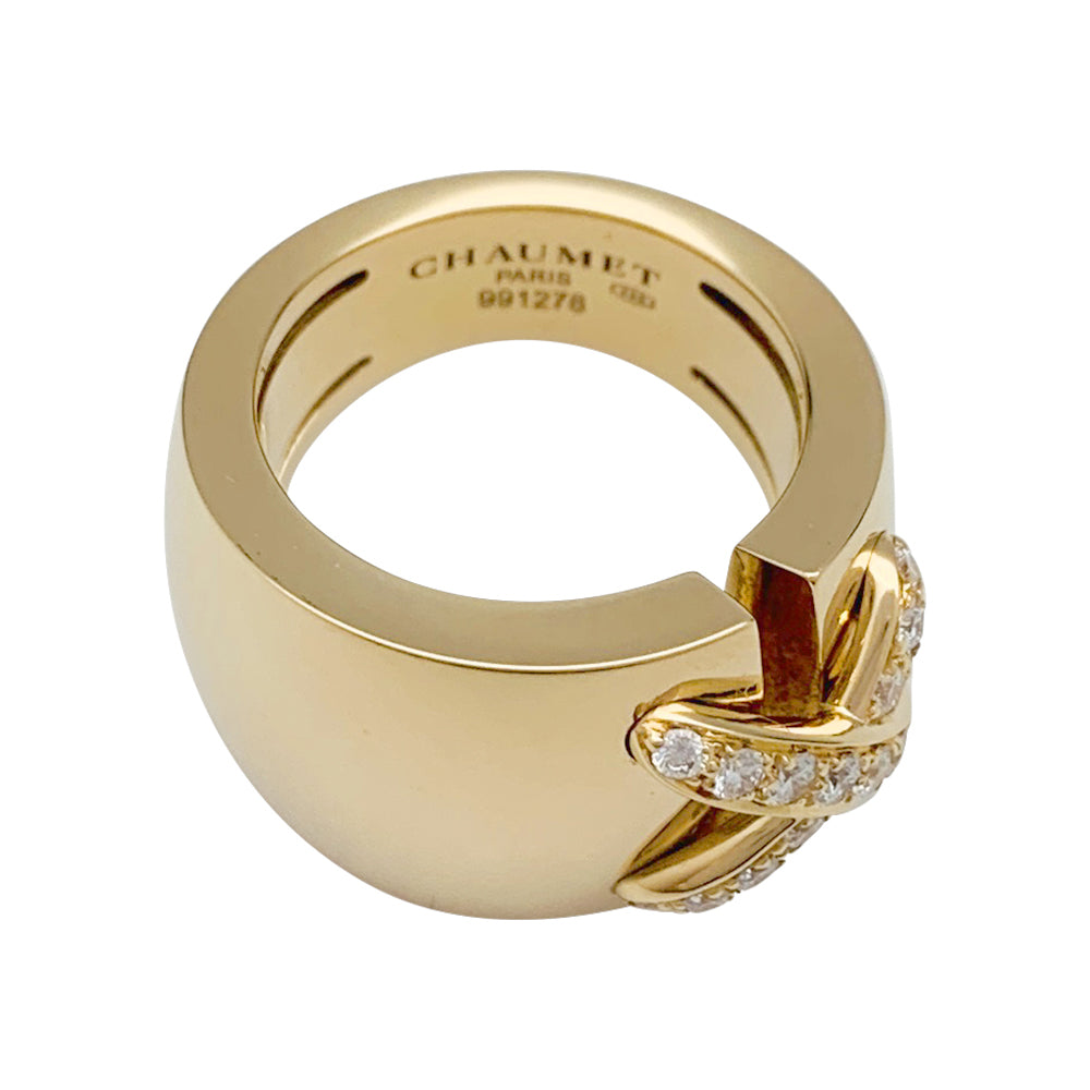 Chaumet ring, "Liens" large model, yellow gold, diamonds.