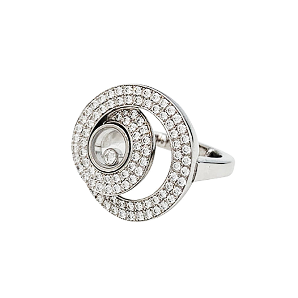 Bague Chopard "Happy Diamonds" en or blanc et diamants.