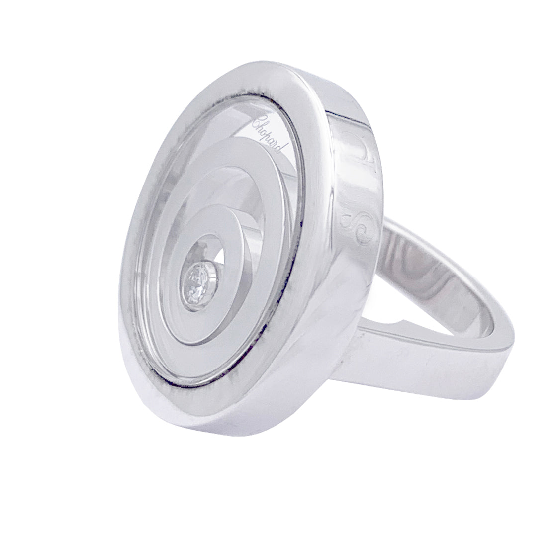 Bague Chopard, "Happy Spirit", or blanc, diamant.