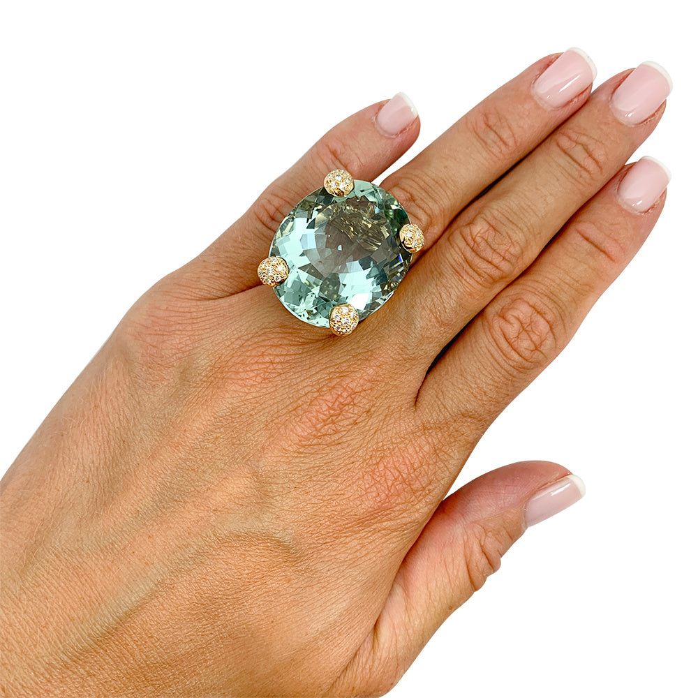 Christian Dior ring, "Miss Dior", in yellow gold, green beryl and diamonds.
