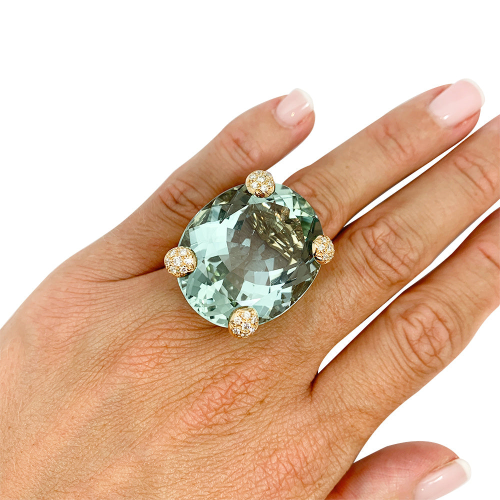 Christian Dior ring, "Miss Dior", in yellow gold, green beryl and diamonds.