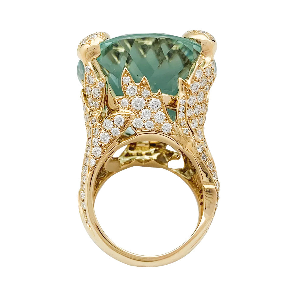 Christian Dior ring, "Miss Dior", in yellow gold, green beryl and diamonds.
