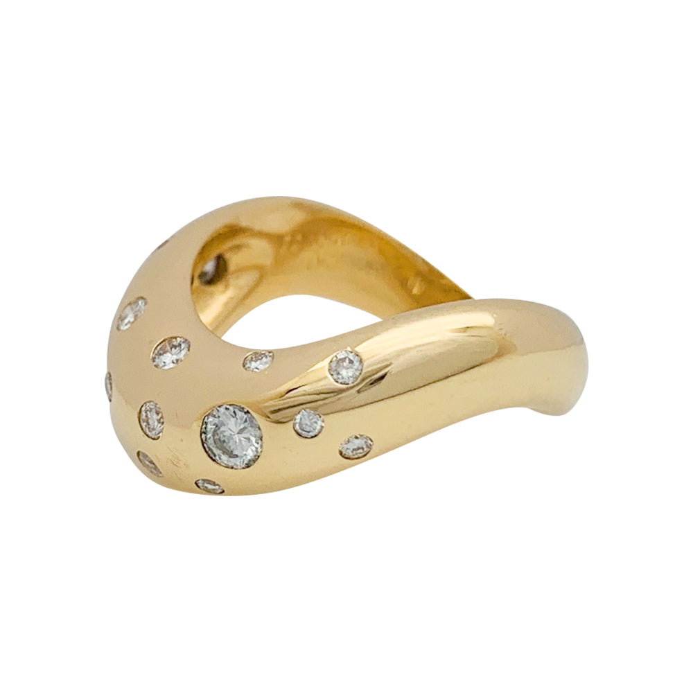 Fred ring, "Mouvementée", yellow gold, diamonds.