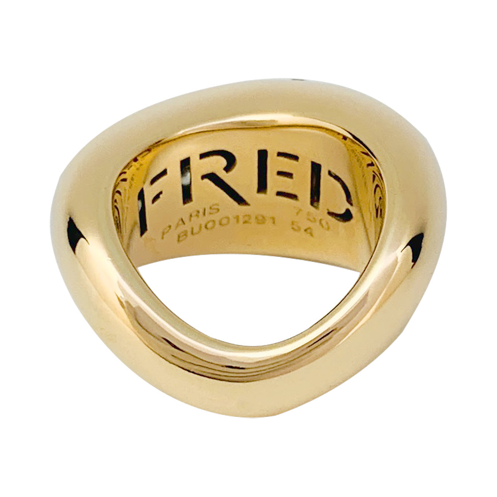 Fred ring, "Mouvementée", yellow gold, diamonds.